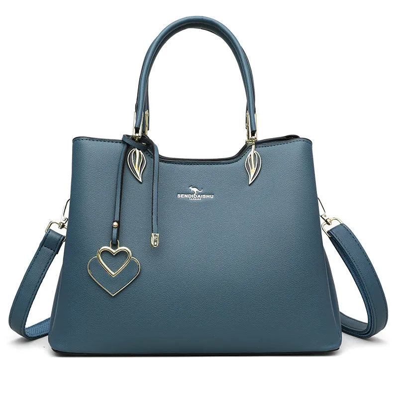 Women's multi-layer shoulder messenger bag in PU leather with urban simplicity style