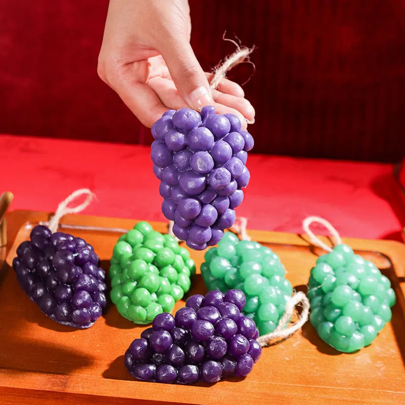 Purple and green grape cluster shaped handmade soap bar, 80g.