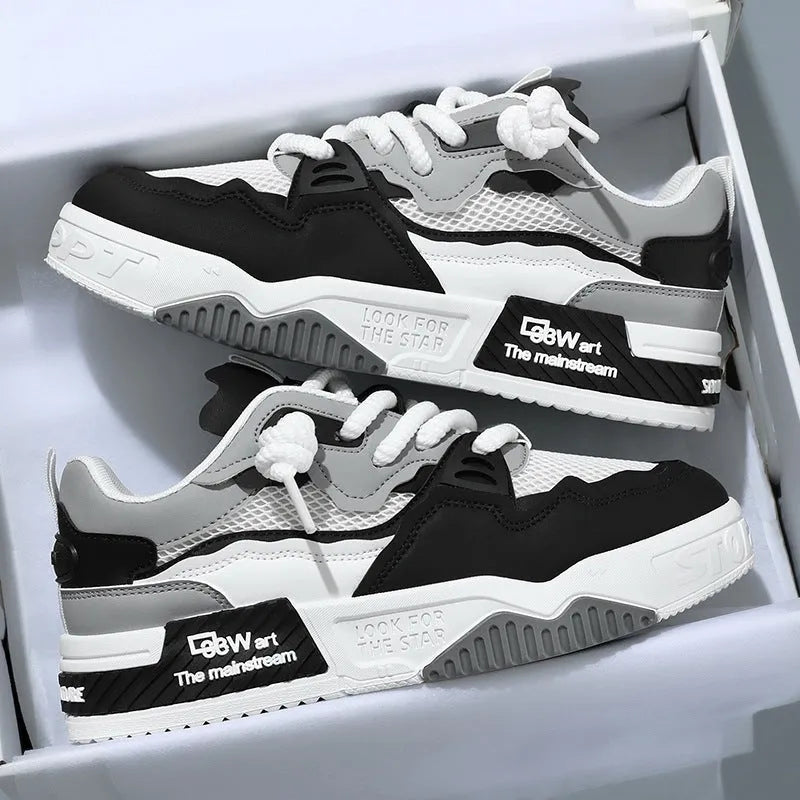 Men's low-top white board shoes with soft rubber sole in multiple colour options