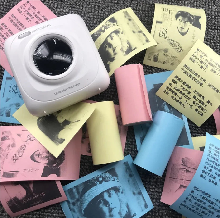 PerPage Mini Wireless Portable Thermal Printer Paper Roll in multiple colour options for stickers and labels