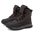 Black plus size men's high-top boots with fleece lining and front lace-up closure on a flat TPR sole.