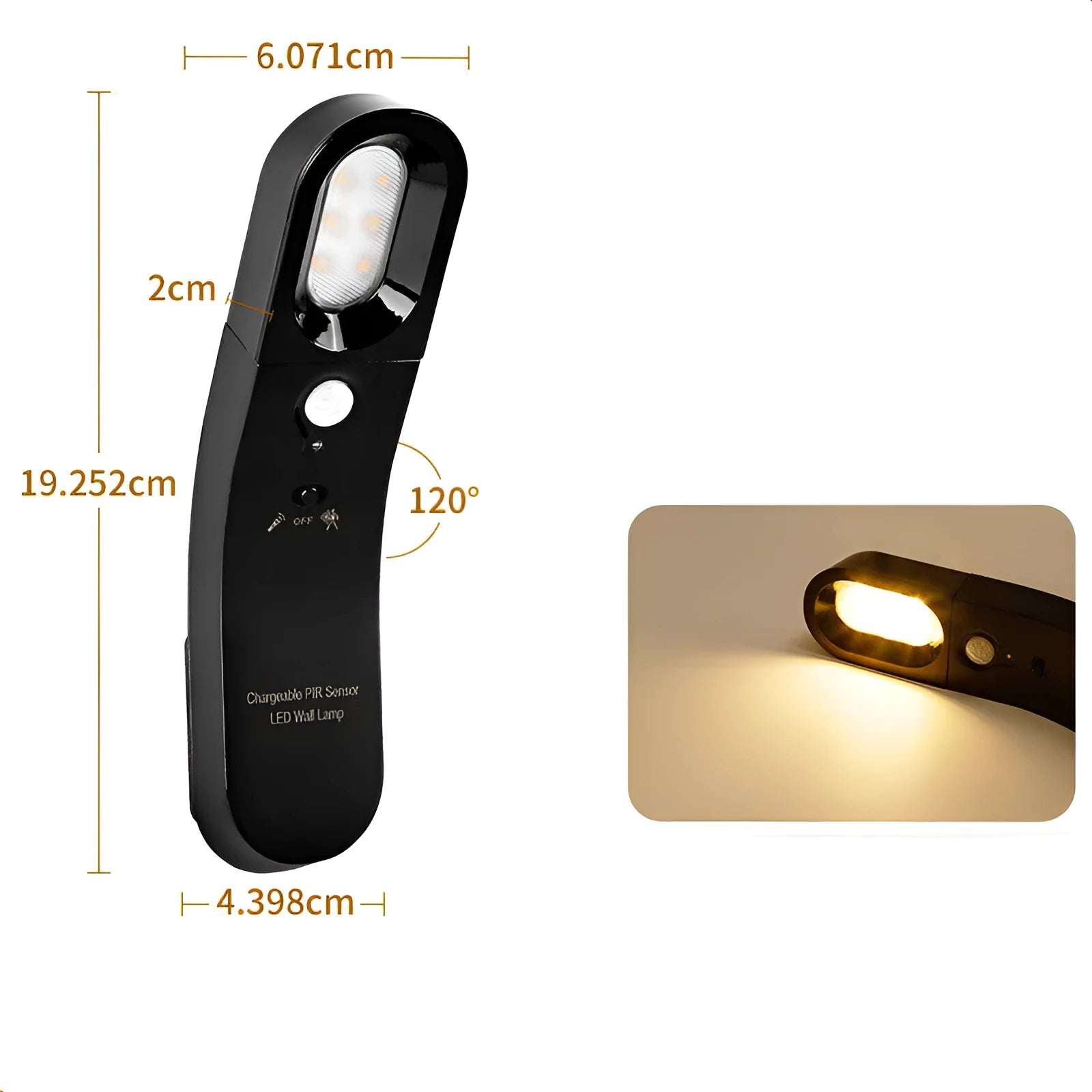 USB human body induction night light with light control, black colour, warm style LED lamp on bedside table