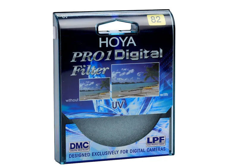 Black multi-coated UV camera filter protector showing bayonet mount for lens attachment