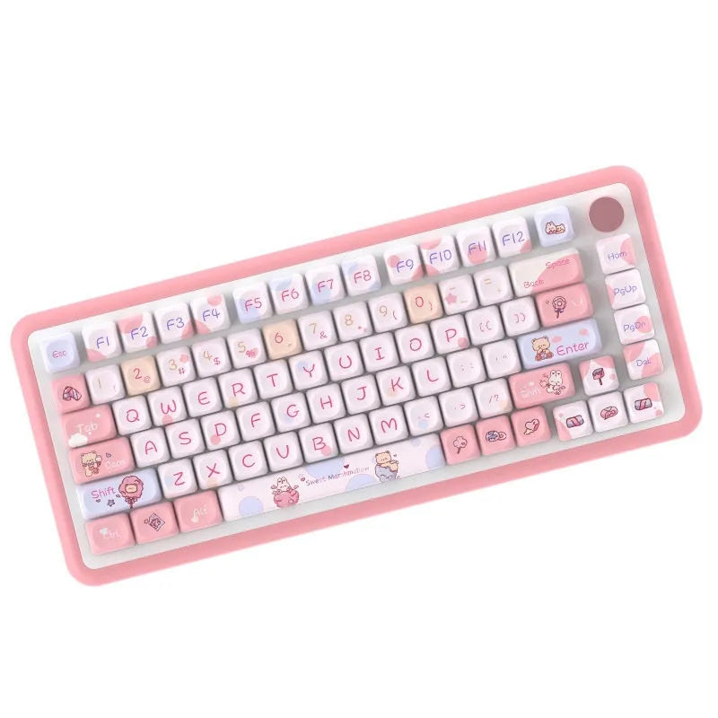 Sweet cotton candy coloured mechanical keyboard keycaps in 112-key and 120-key configuration options