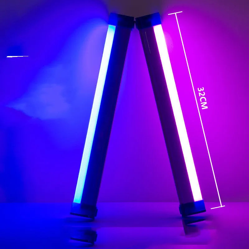 Rechargeable LED tube light stick in blue and purple colours with dimmable RGB lighting