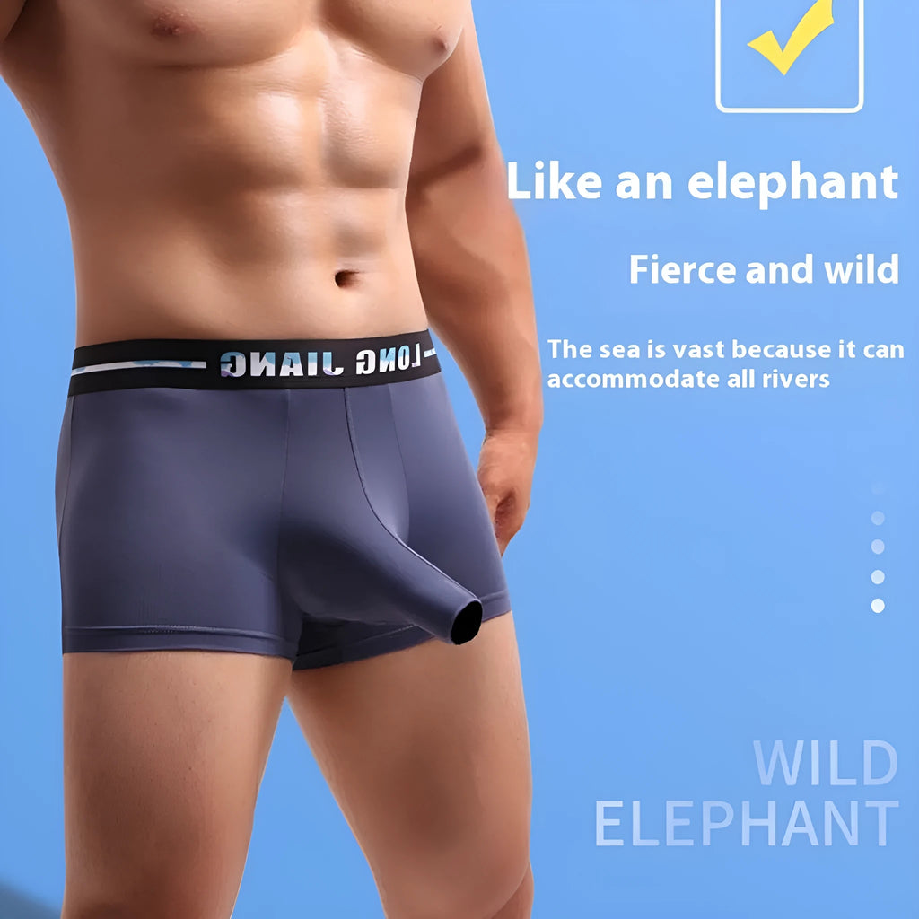 Men's ice silk boxer shorts in solid colours with mid waist design