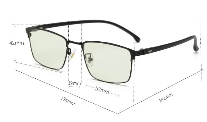Flat without degree anti-blue glasses with PC lens, 20g, in black colour on white background