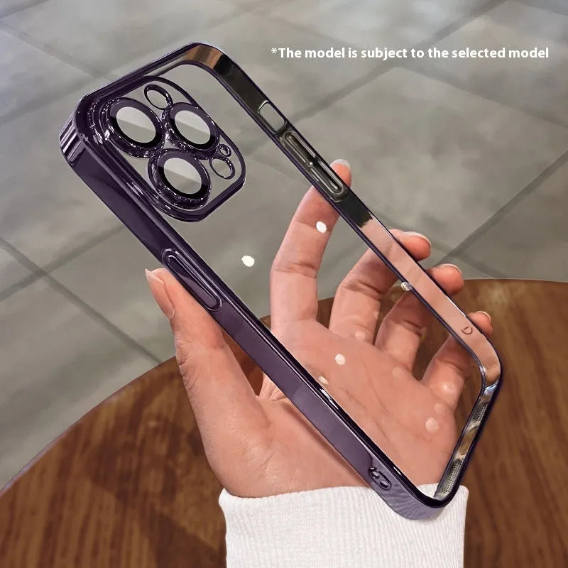 Electroplated TPU soft phone case in titanium gray for iPhone 15 series with drop-resistant protection