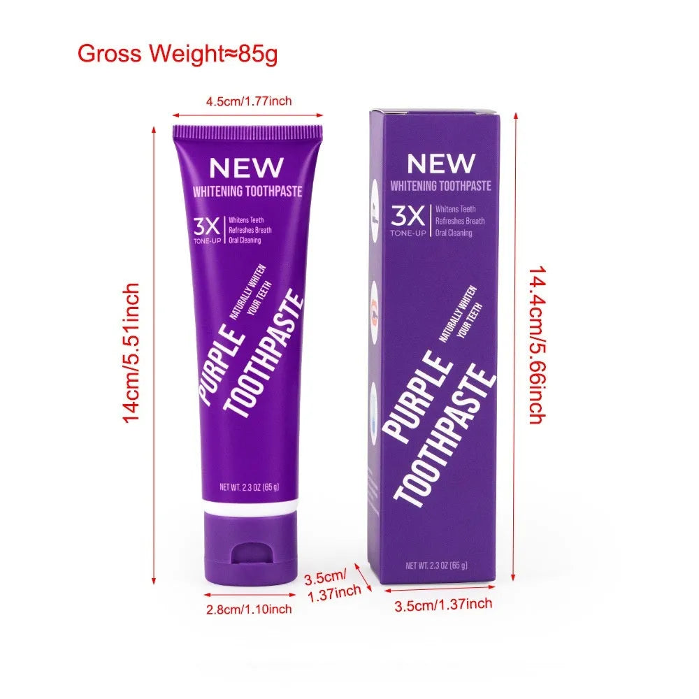 Purple whitening toothpaste tube 120g for removing yellow stains from adult teeth