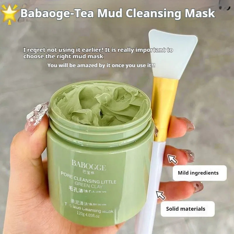 Tea mud cleansing facial mask in a daub-type applicator, 120g, for universal skin types.