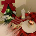 Red handmade plush Christmas headband with jingling bell for women, ins style hair accessory