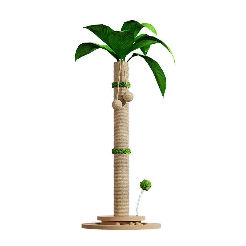 Vertical cat climbing frame with hemp rope wrap on density plate core in Canna colour