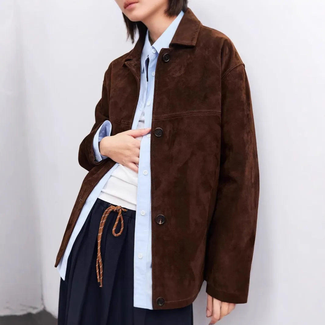 Retro style cashmere coat with Peter Pan collar and belt in Caramel Mocha colour