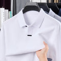 Men's loose fit cotton polo shirt with lapels and long sleeves in multiple colour options