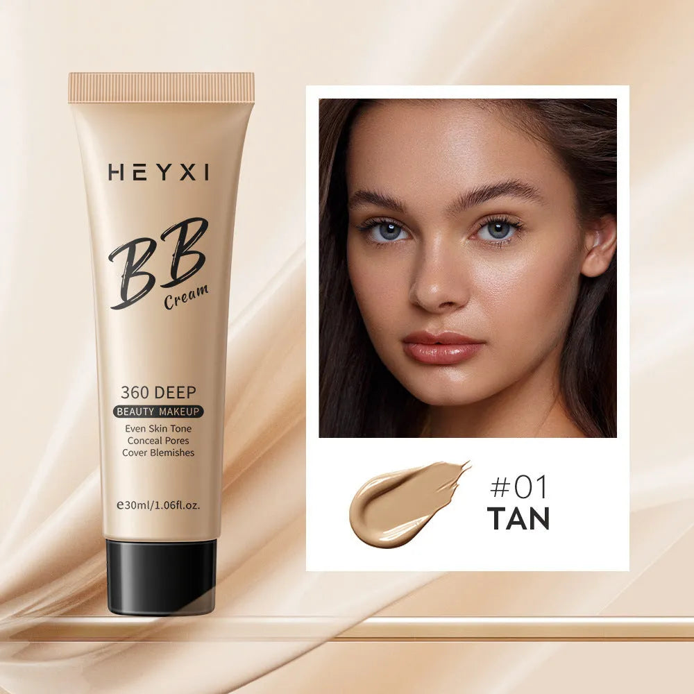 Waterproof sweatproof BB cream bottle in 30ml size with four shade options 01 02 03 04
