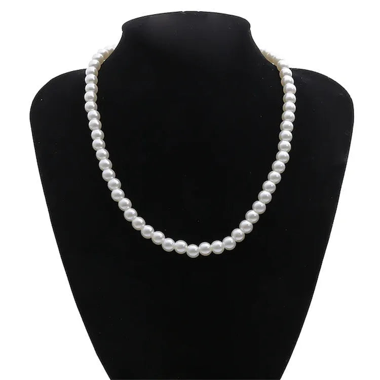 White round alloy pendant necklace for women on a simple background