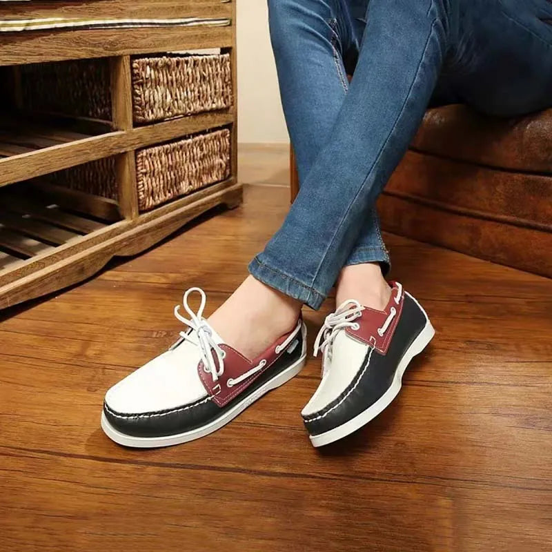 Men's British style casual shoes in artificial PU with flat heel and round toe