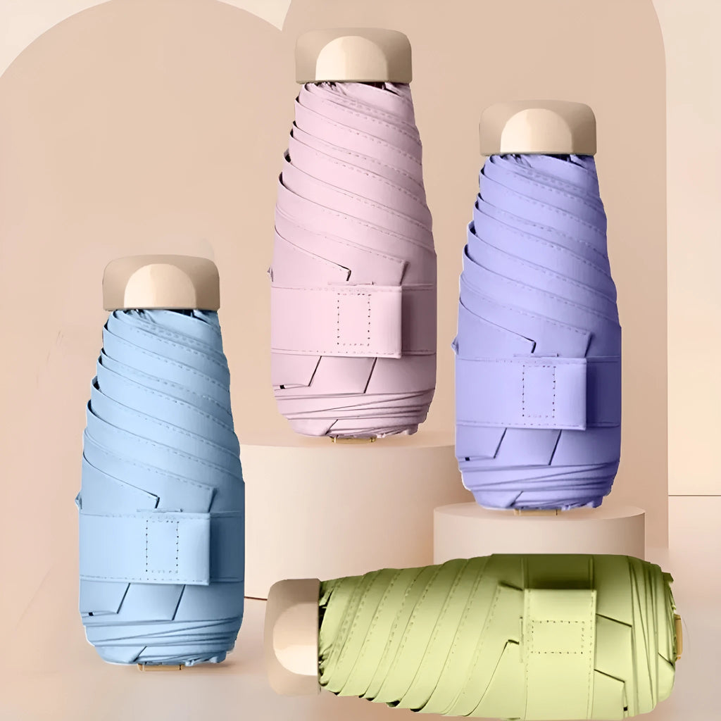 Five-fold gradient vinyl sun umbrella with alloy frame shown in blue colour option