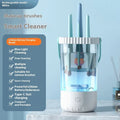 White rechargeable electric makeup brush cleaner with 24 cm plastic housing and USB cable