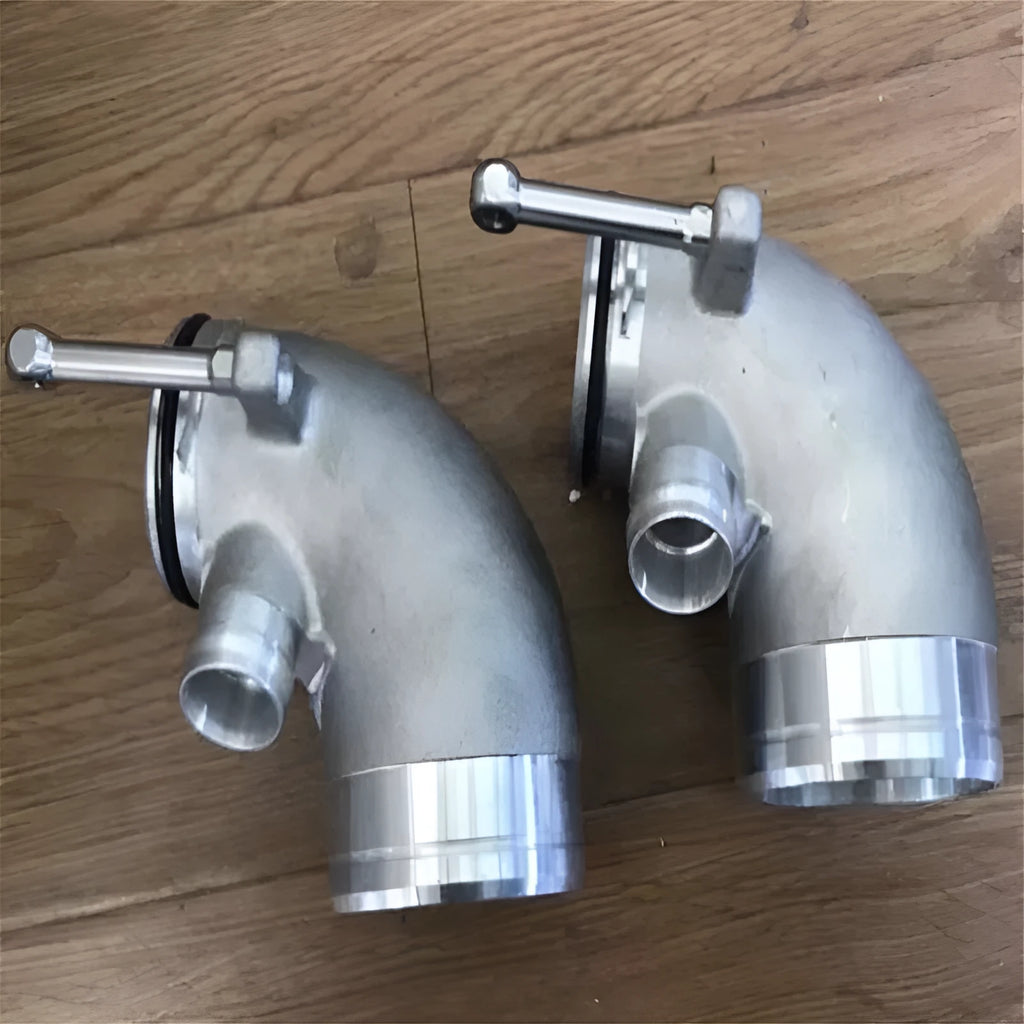 Aluminium alloy 90-degree turbine tube elbow for lateral engine positioning