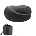 U-shaped memory foam travel neck pillow with storage bag in dark grey colour