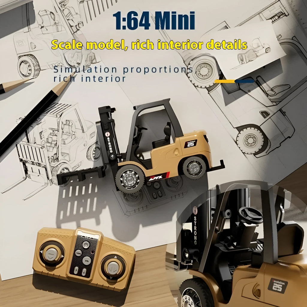 Bluetooth remote control alloy forklift toy with pallet and cargo accessories