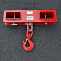 Forklift crane hook attachment with rotatable drum and safety locking mechanism