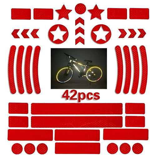 Sheet of reflective safety tape with a grid pattern for bicycles, shown in multiple colour options.