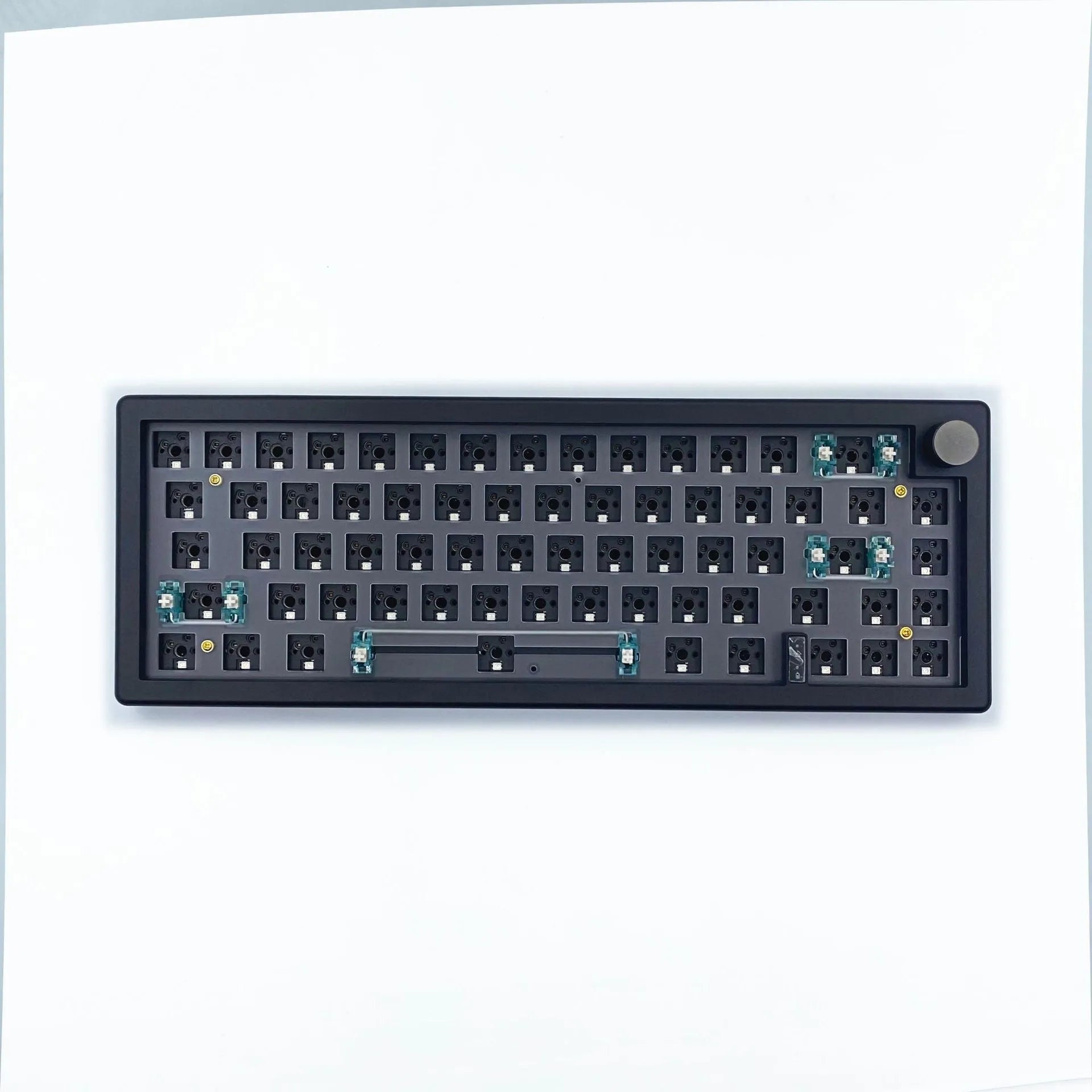 DIY mechanical keyboard kit with RGB backlighting, knob control, and seven colour options