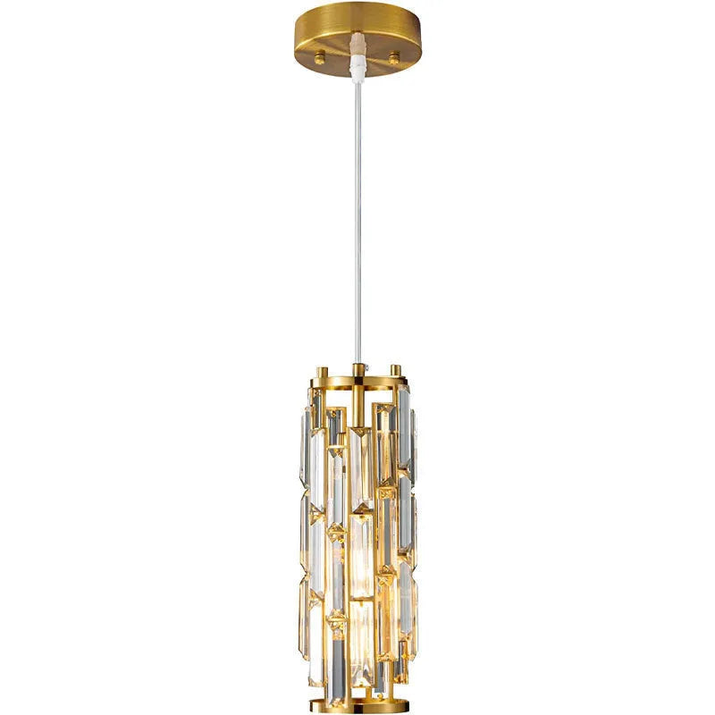 Industrial single head LED droplight with crystal design in black, gold, or chrome finish for bedside or aisle use.