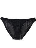 Men's ice silk triangle mid waist shorts in quick-drying nylon fabric available in black, red, white colours