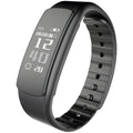 I6 smart sports bracelet with 0.96 inch touch screen in black or green colour showing fitness tracking display
