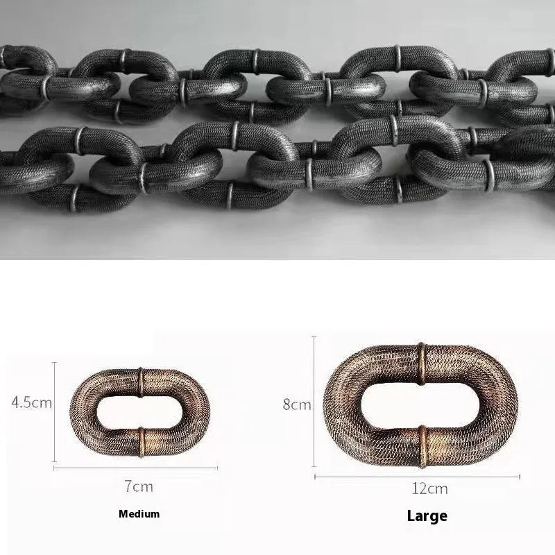 Simulation dog leash rope prop in antique silver, bronze, or black colour for video filming.