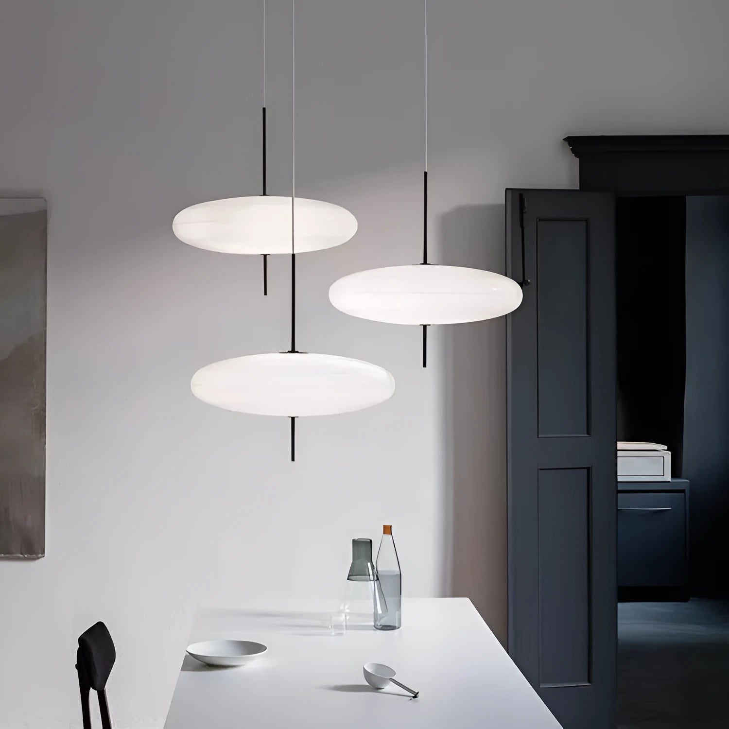 Nordic style retro UFO pendant ceiling chandelier light fixture in a modern room setting