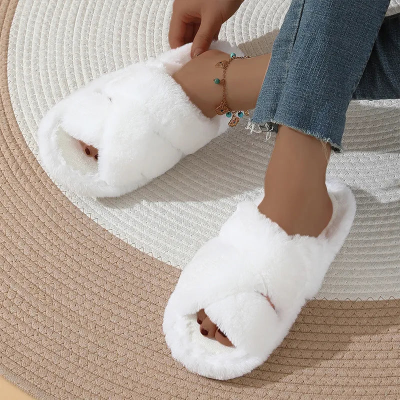 Suede slippers for men and women open-toe non-slip EVA sole indoor footwear