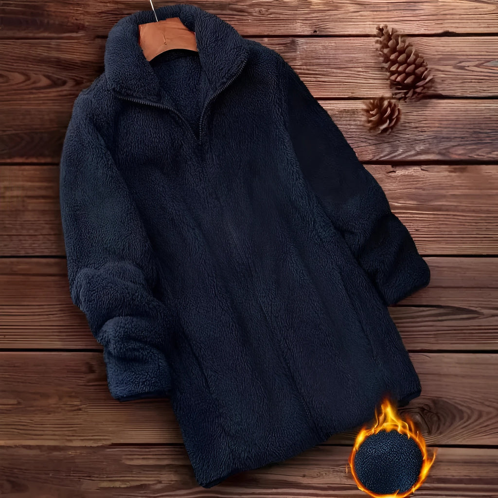 Double-sided fleece outdoor jacket in black, navy blue or khaki colours