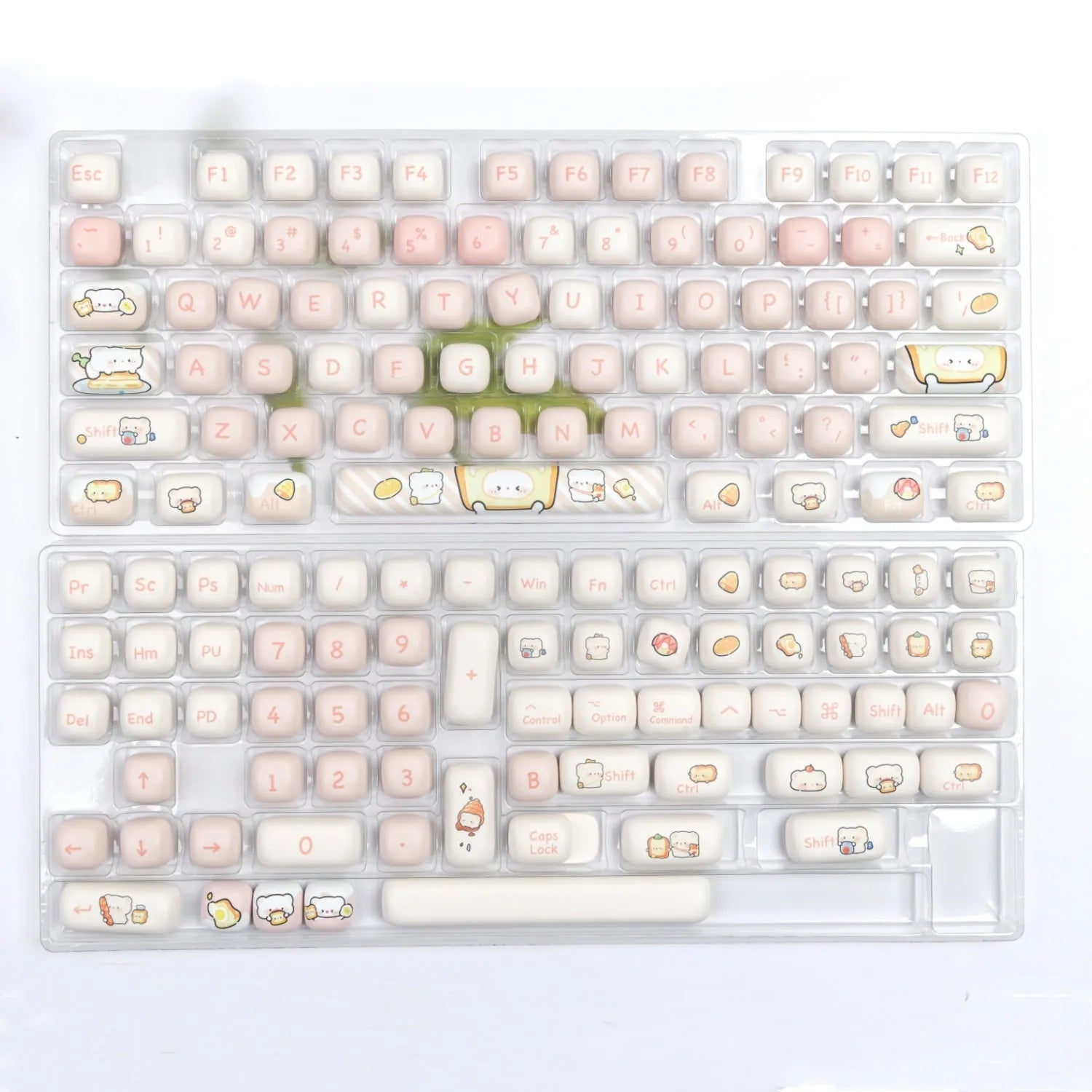 MOG profile mechanical keyboard key caps with Steamed Bread designs in PBT plastic