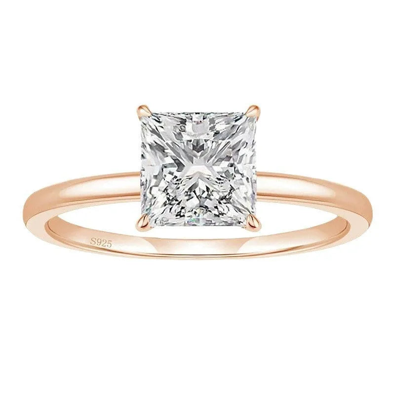 Simple geometric 925 sterling silver ring for women in a choice of gold, rose gold, or silver finish.