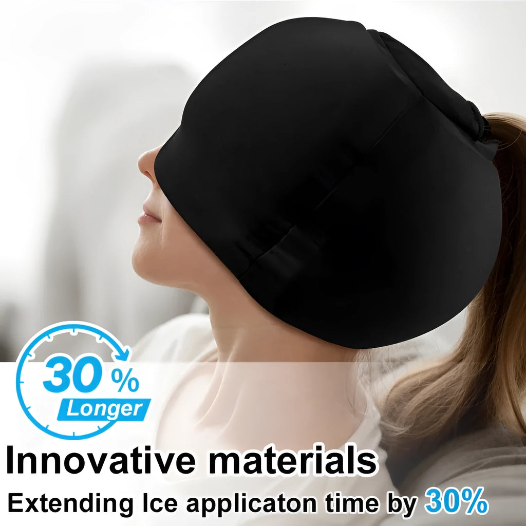 Solid colour cold compress cap in black, pink or dark blue with fully enclosed polyester design