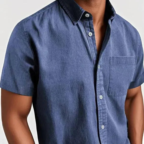 Men's loose fit short sleeve casual shirt in cotton blend fabric available in multiple colours