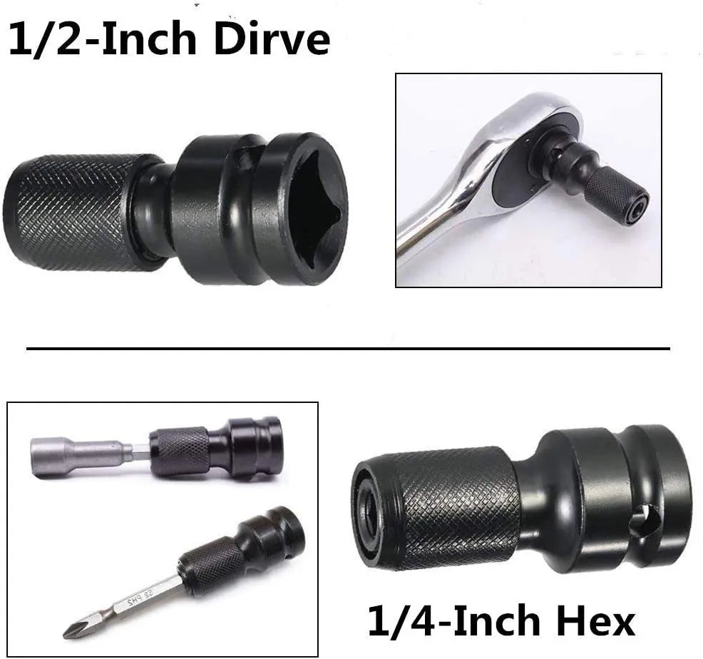 Scaling bit holder with telescopic sleeve and hexagonal handle for electric wrench adaptation