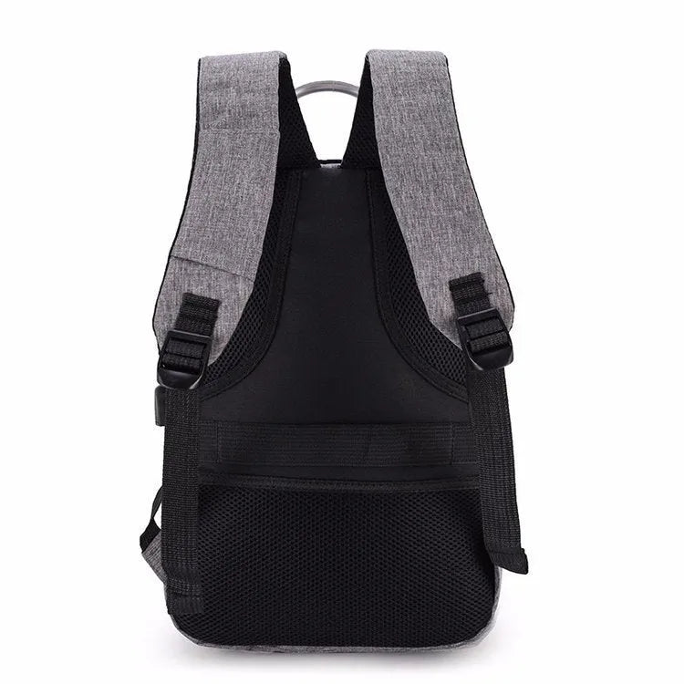 Anti-theft nylon backpack large 20L capacity with zip closure, colour contrast pattern, Korean style, available in black blue grey purple red