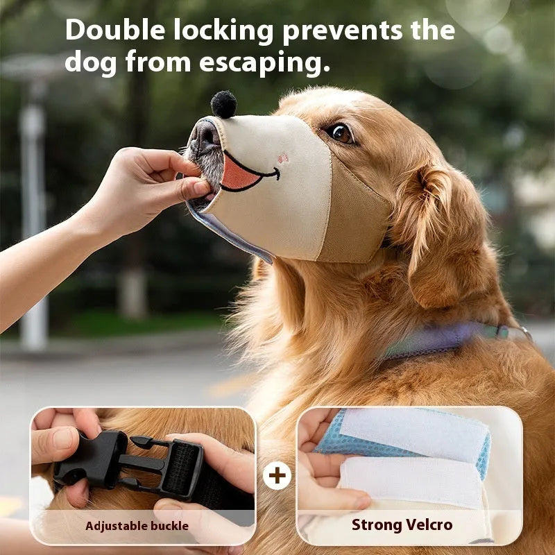 Canvas dog muzzle in Bondi blue shark colour showing adjustable design for bite prevention