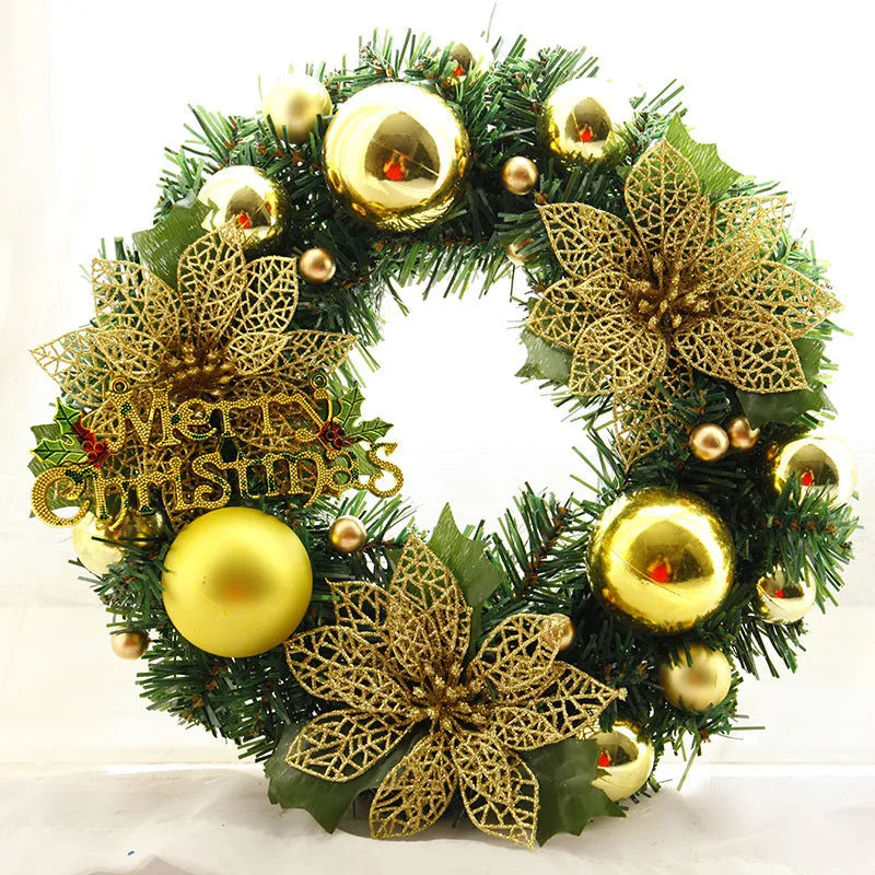 30cm multicolour plastic Christmas wreath hanging on door
