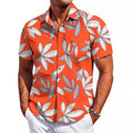 Men's slim fit Hawaiian short sleeve shirt in elastic polyester fabric.