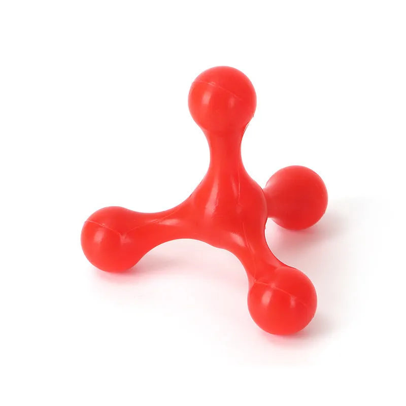 Silicone puppy chew toy with three legs in assorted colours for teething relief