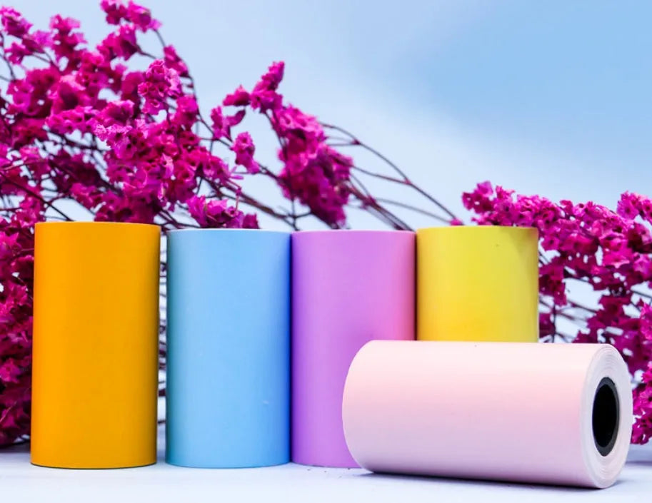 PerPage Mini Wireless Portable Thermal Printer Paper Roll in multiple colour options for stickers and labels