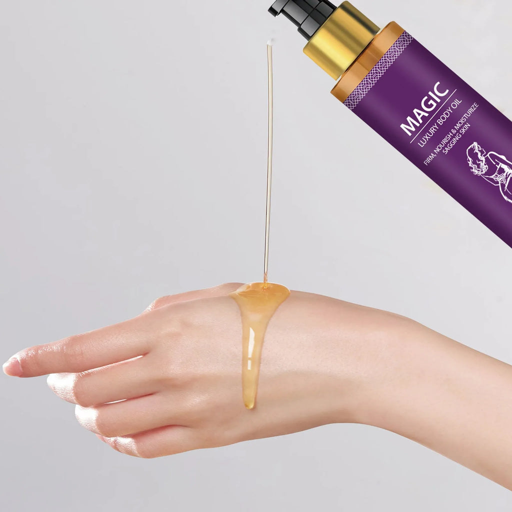 100ml bottle of body soothing treatment oil with jojoba, camellia and sweet almond oils.