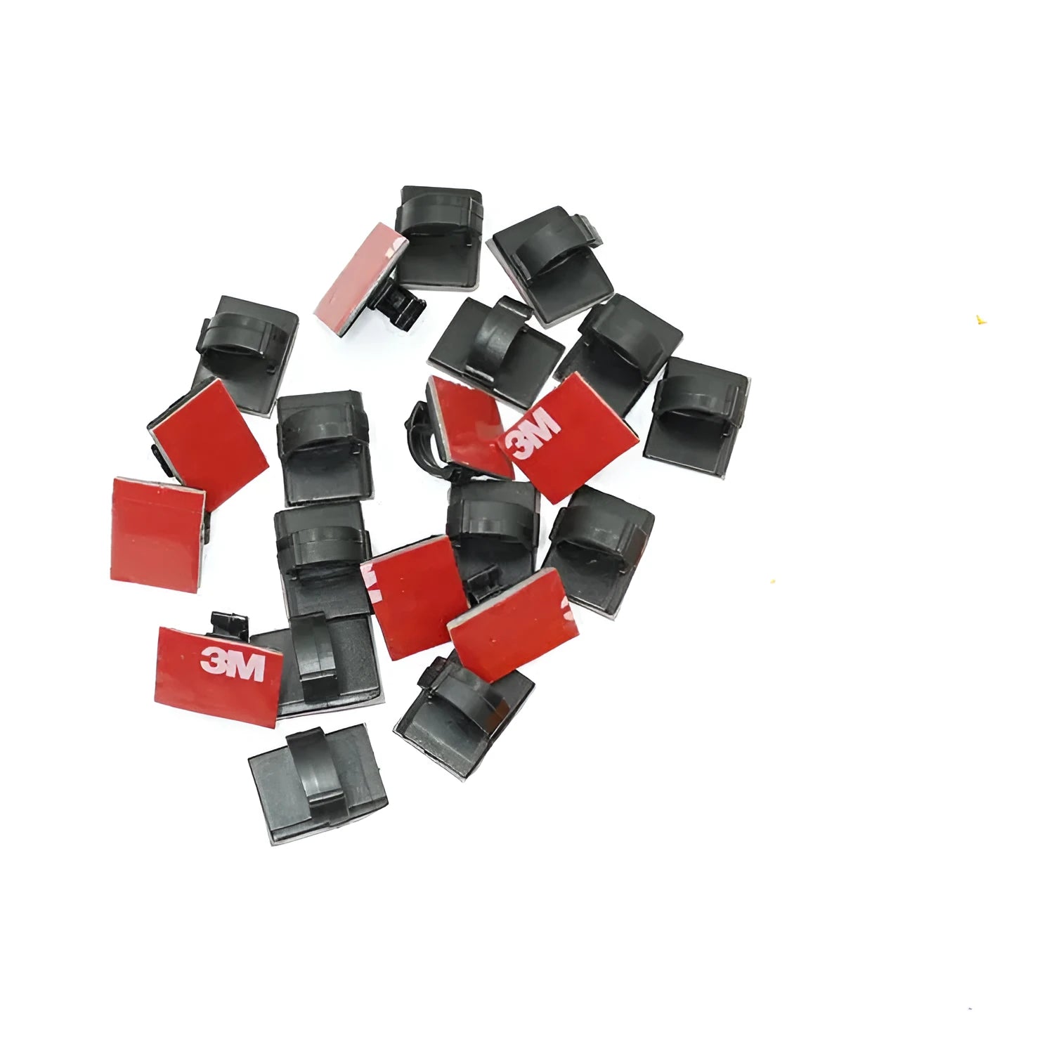 Self-adhesive plastic flat cable wiring buckle for car wire management in black.