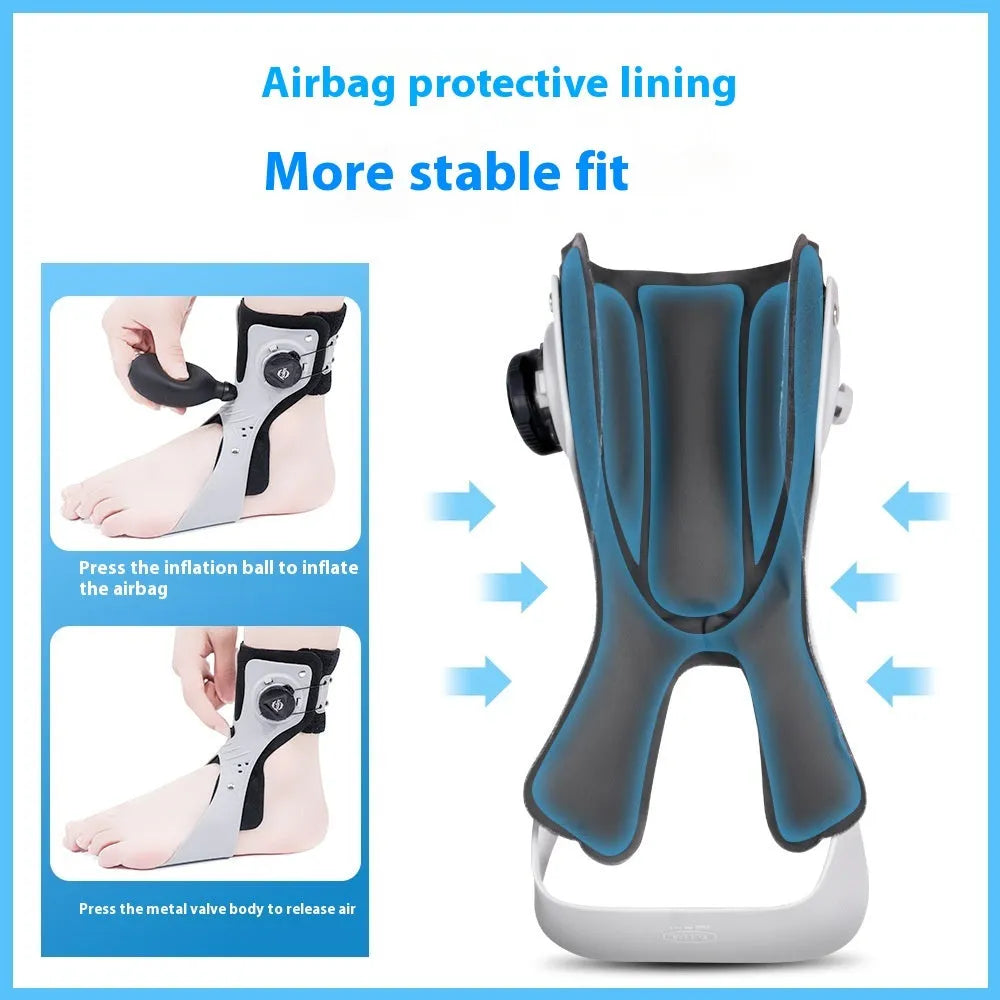 Gray and black airbag button ankle support brace for rehabilitation and training